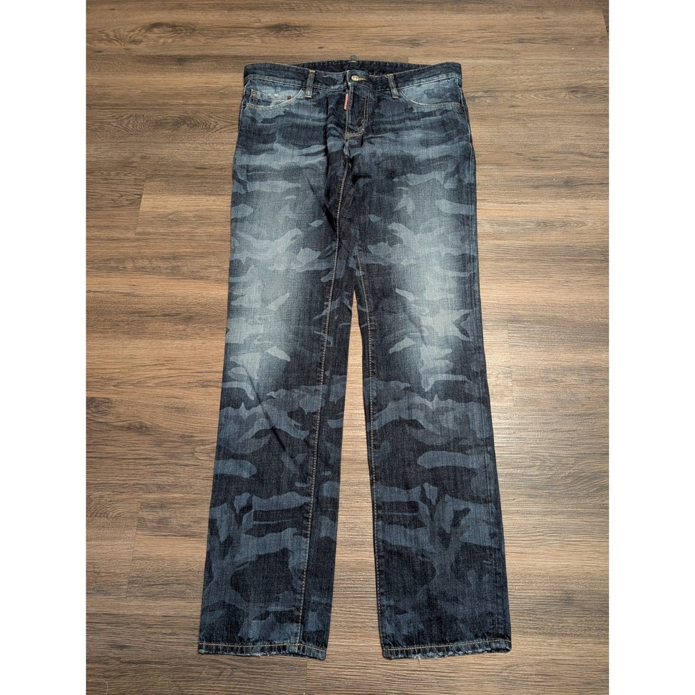 DSQUARED2 Blue Camo Denim‎ Jeans Mens Size 52 IT US 34x36 Made in Italy